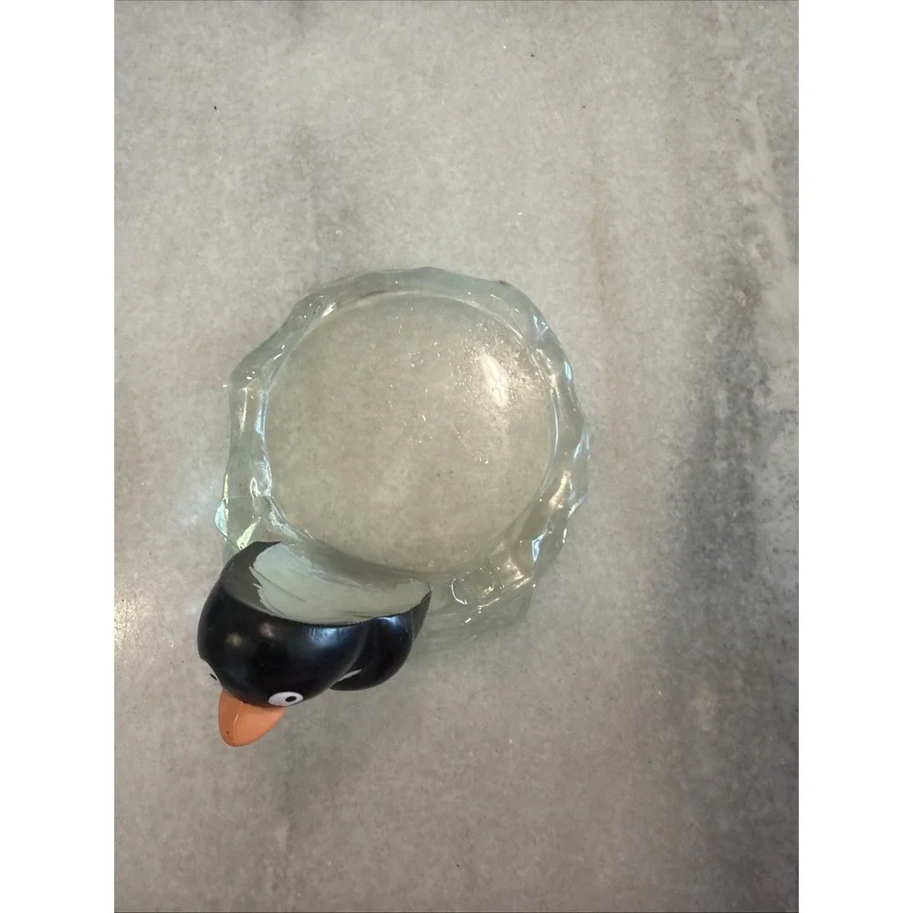 Vintage Heavy Acrylic Color mate Penguin/igloo Wastebasket cup toothbrush Holder